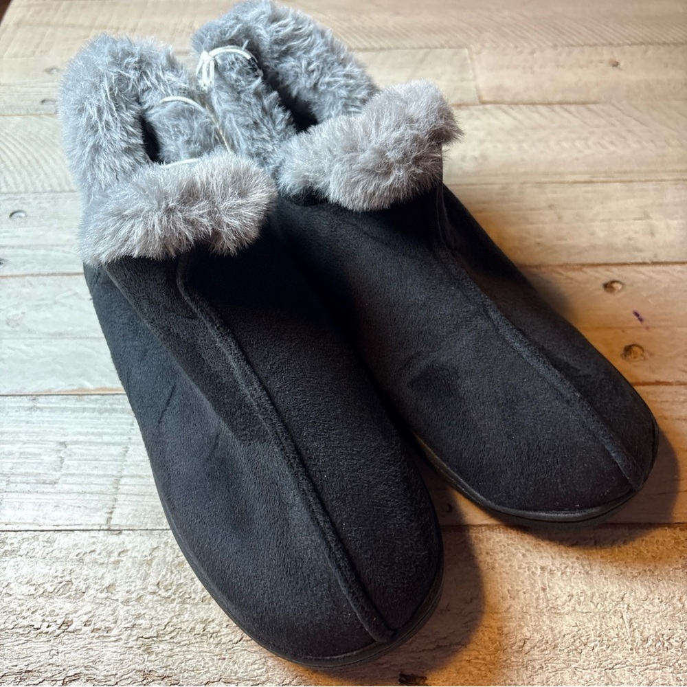 Old Navy Womens Black Faux Fur Lined Cozy  Bootie Slippers Size 8 - Picture 13 of 15